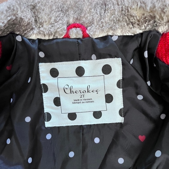 Cherokee Red Dress Coat with Faux Fur Collar 2T - Picture 5 of 10